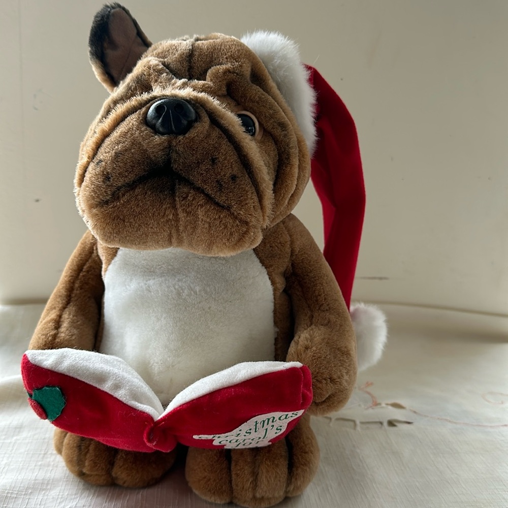 christmas bulldog  teddy. 11" tall